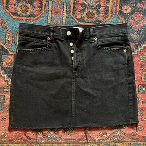 Black denim button down skirt
